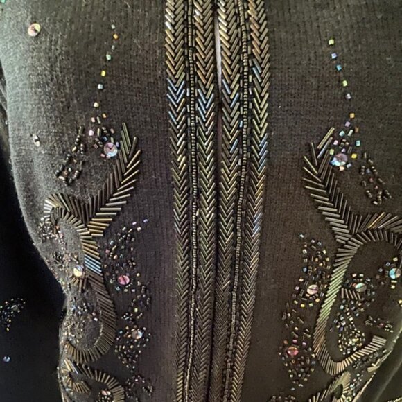 Vintage Lambswool Beaded Cardigan Holiday Party Sweater Small - Picture 3 of 6